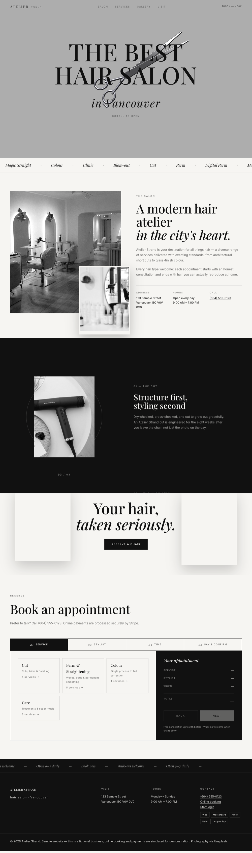 Atelier Strand — 헤어살롱 웹사이트